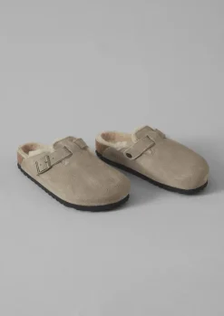 Birkenstock Boston Suede Shearling Clogs