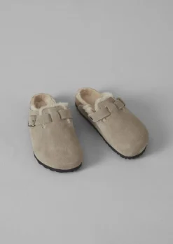 Birkenstock Boston Suede Shearling Clogs