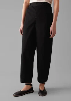 Black Denim Side Button Trousers