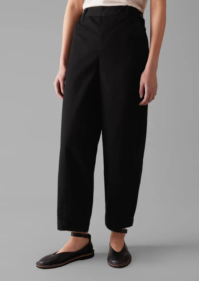 Black Denim Side Button Trousers