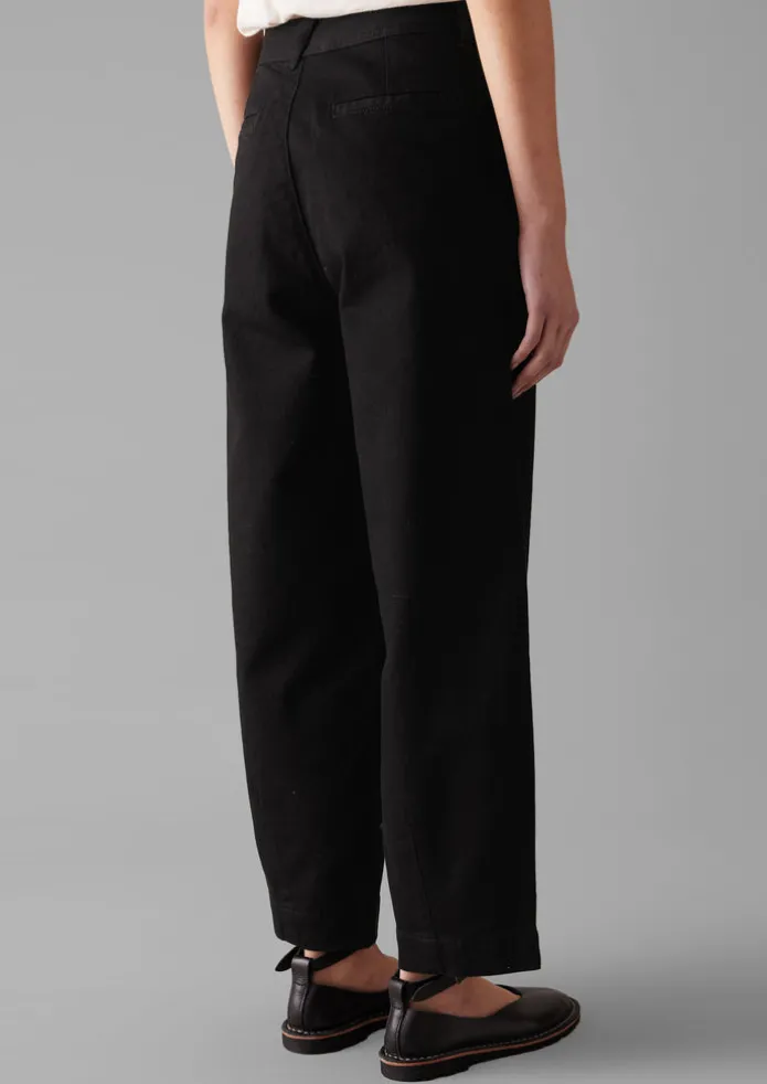 Black Denim Side Button Trousers