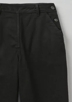 Black Denim Side Button Trousers