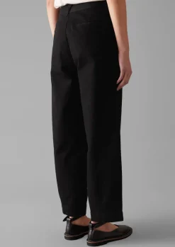 Black Denim Side Button Trousers