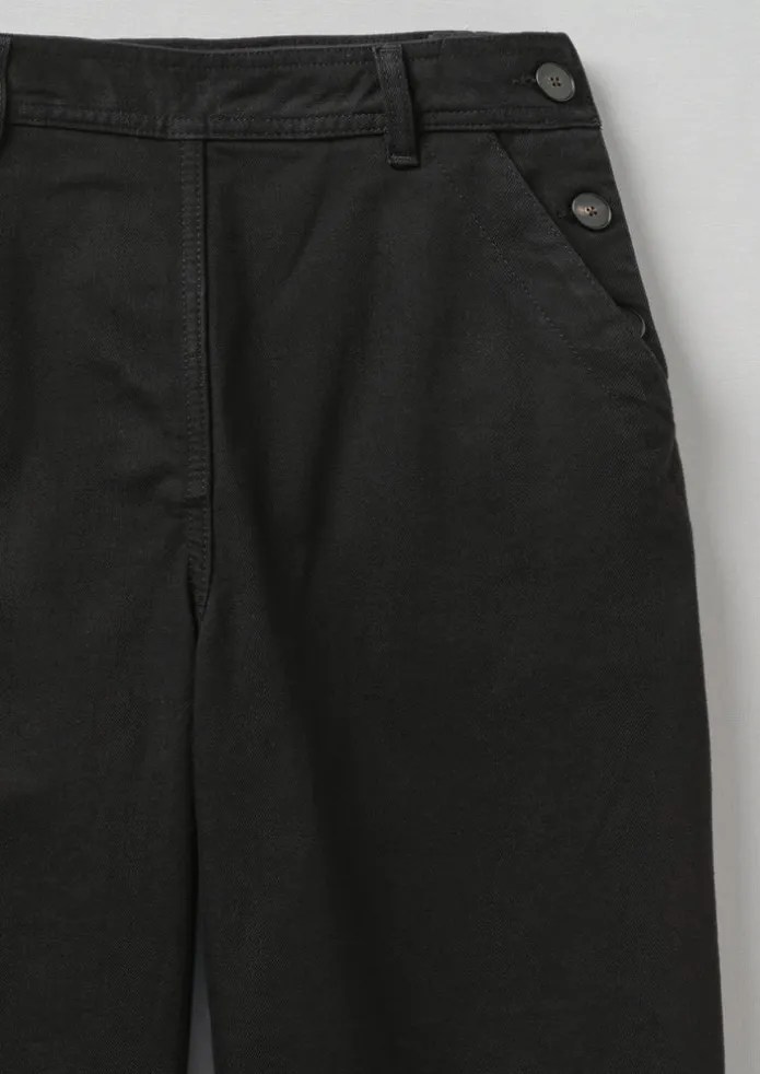 Black Denim Side Button Trousers