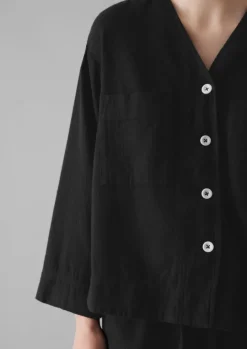 Brushed Cotton Linen Herringbone Top