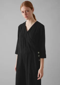 Brushed Cotton Linen Herringbone Jumpsuit