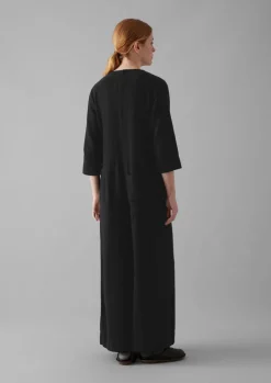 Brushed Cotton Linen Herringbone Jumpsuit