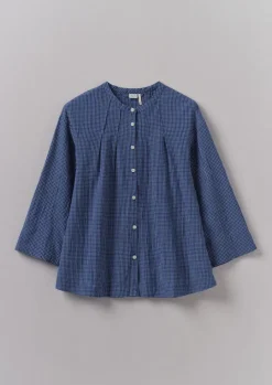 Check Crinkle Cotton Tie Shirt