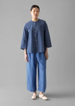 Check Crinkle Cotton Tie Shirt