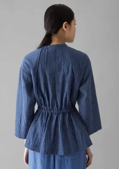 Check Crinkle Cotton Tie Shirt