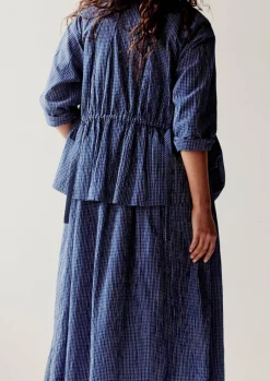 Check Crinkle Cotton Tie Shirt