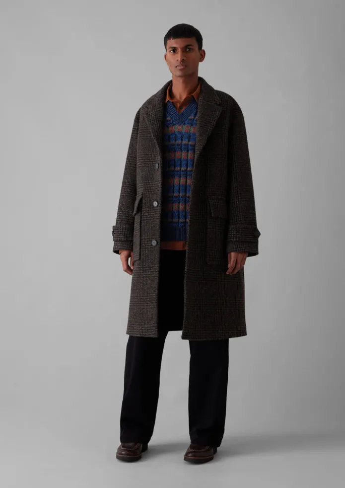 Check Wool Overcoat