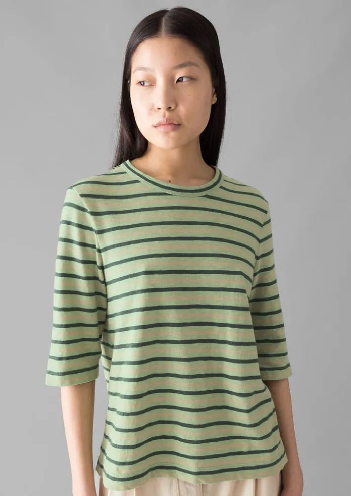 Cleo Stripe Cotton Half Sleeve Tee