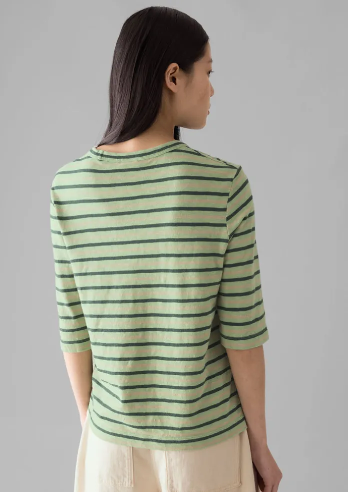 Cleo Stripe Cotton Half Sleeve Tee
