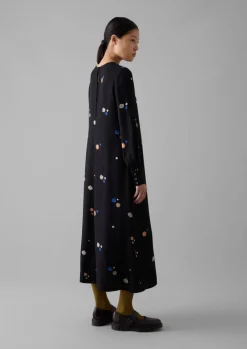 Cosmic Dot Print Column Dress