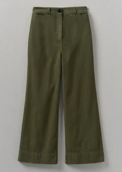 Cotton Canvas Kick Flare Trousers