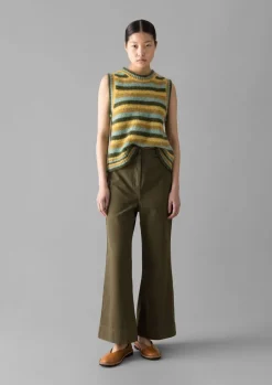 Cotton Canvas Kick Flare Trousers