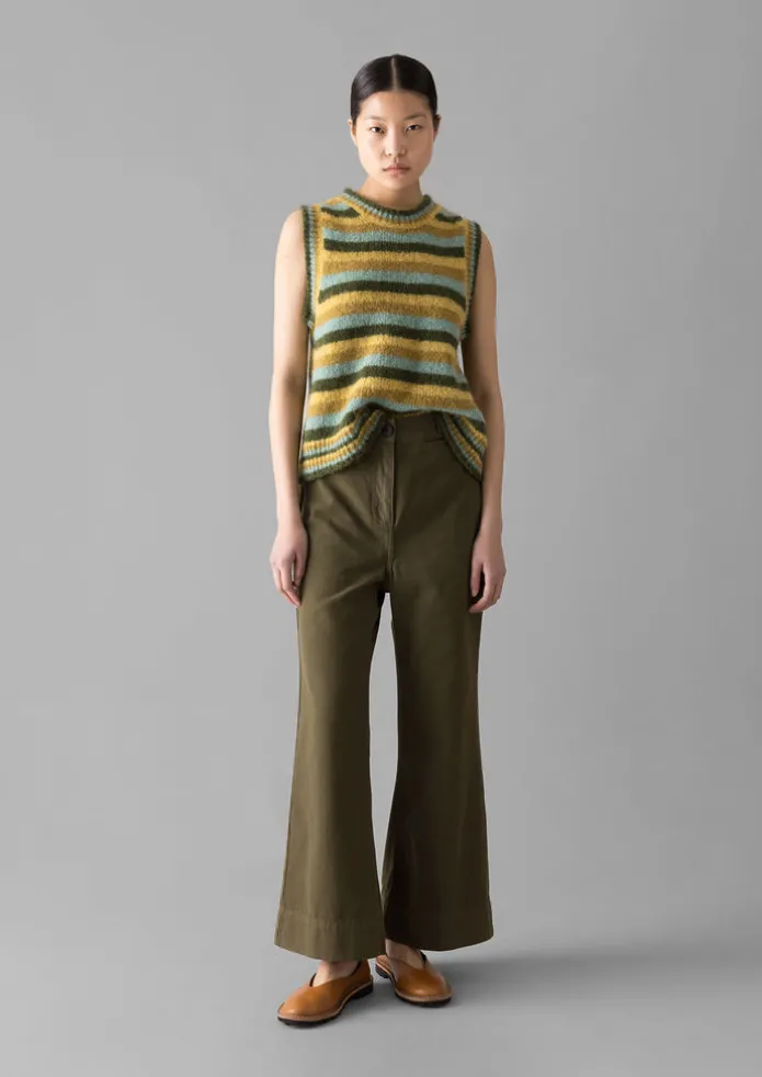 Cotton Canvas Kick Flare Trousers