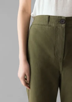 Cotton Canvas Kick Flare Trousers