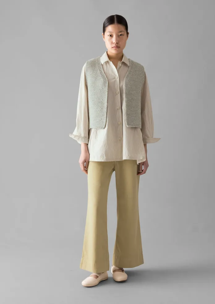 Cotton Canvas Kick Flare Trousers