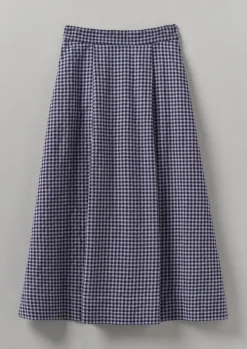 Cotton Gingham Seersucker Skirt
