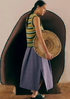 Cotton Gingham Seersucker Skirt