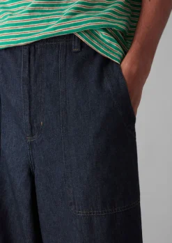 Cotton Hemp Denim Cargo Trousers