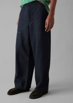 Cotton Hemp Denim Cargo Trousers