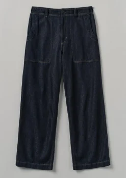 Cotton Hemp Denim Cargo Trousers