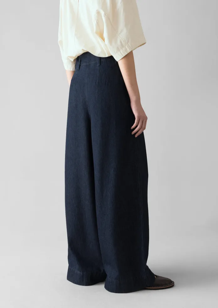 Cotton Hemp Denim Wide Leg Trousers