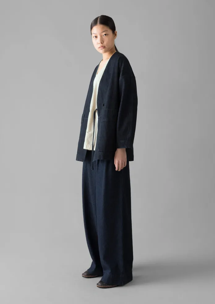 Cotton Hemp Denim Wide Leg Trousers