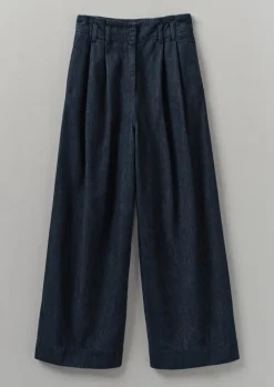 Cotton Hemp Denim Wide Leg Trousers