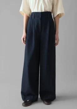 Cotton Hemp Denim Wide Leg Trousers