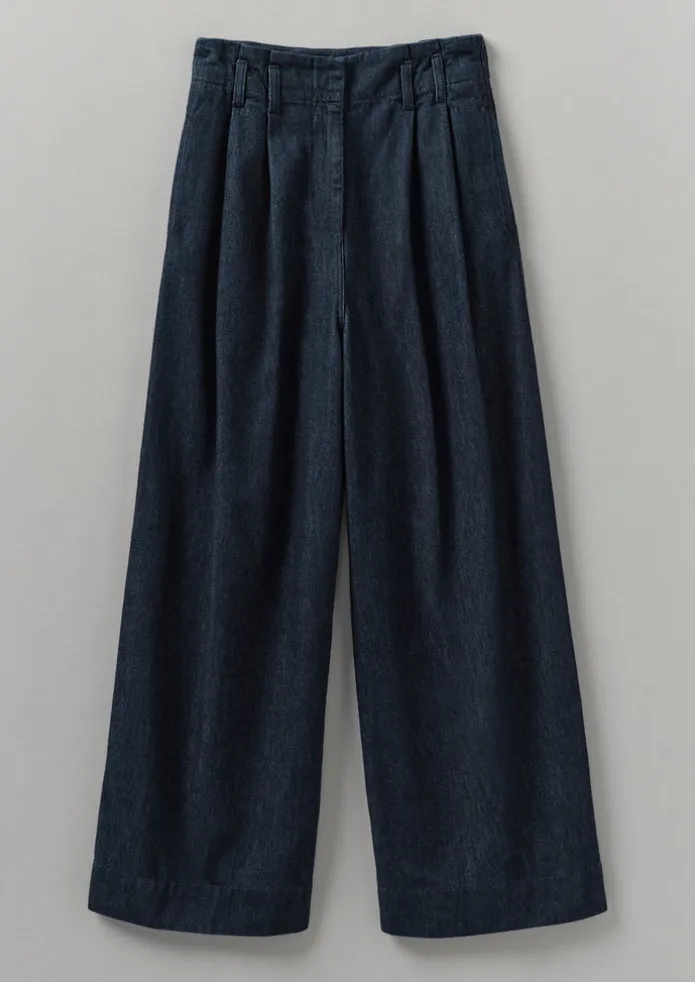 Cotton Hemp Denim Wide Leg Trousers