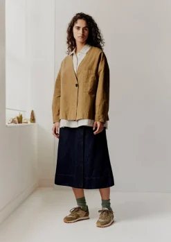 Cotton Hemp Denim Wrap Skirt