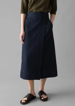 Cotton Hemp Denim Wrap Skirt