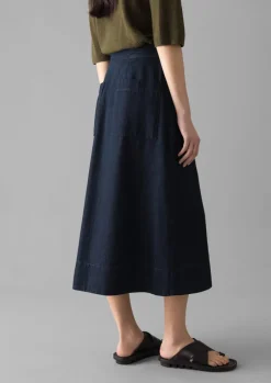 Cotton Hemp Denim Wrap Skirt