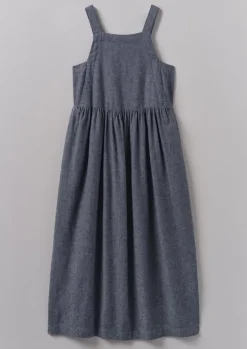 Cotton Linen Twill Gathered Waist Dress