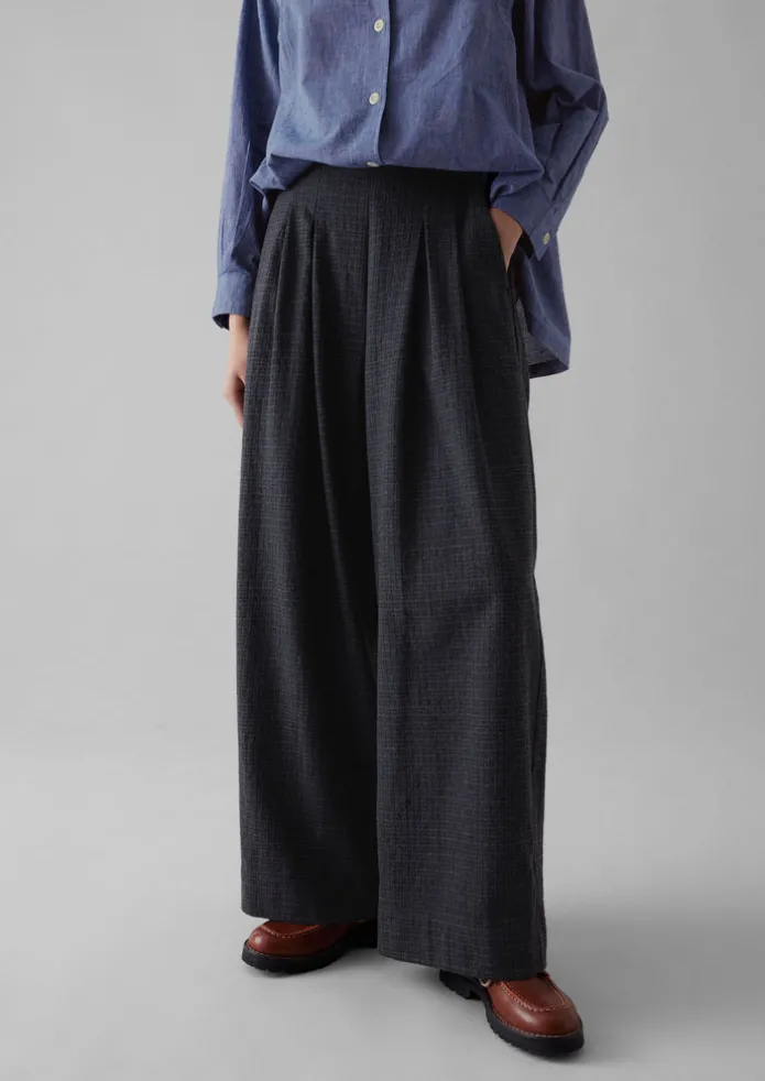 Cotton Wool Pleat Front Trousers