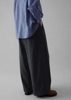 Cotton Wool Pleat Front Trousers