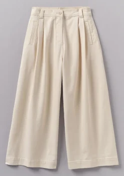 Ecru Denim Pleat Front Trousers