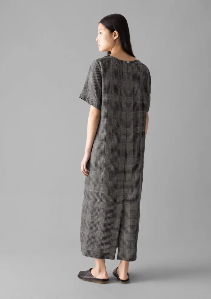 Etched Check Linen Dress