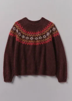 Fair Isle Yoke Mohair Blend Easy Sweater