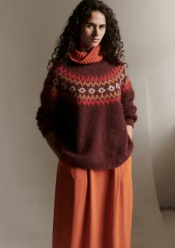 Fair Isle Yoke Mohair Blend Easy Sweater