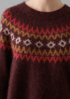Fair Isle Yoke Mohair Blend Easy Sweater