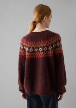 Fair Isle Yoke Mohair Blend Easy Sweater