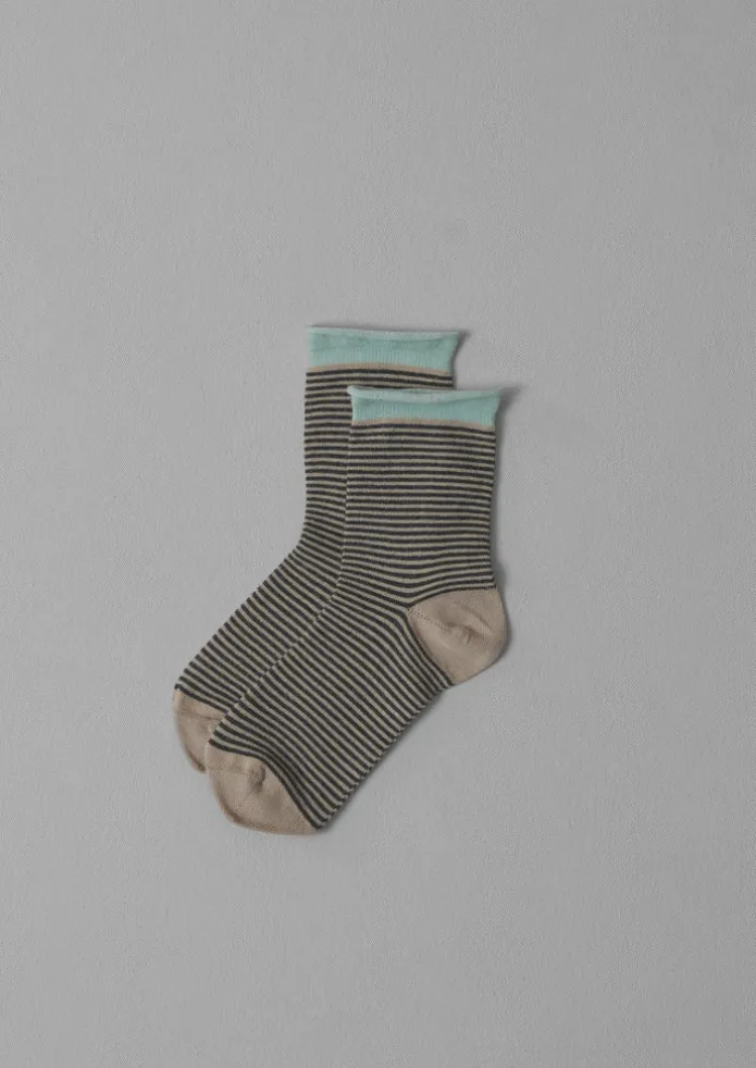 Fine Stripe Cotton Cashmere Socks