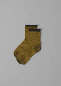 Fine Stripe Cotton Cashmere Socks