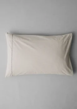 Fine Stripe Organic Cotton Embroidered Pillowcase