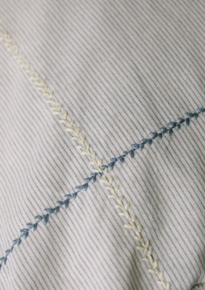 Fine Stripe Organic Cotton Embroidered Pillowcase